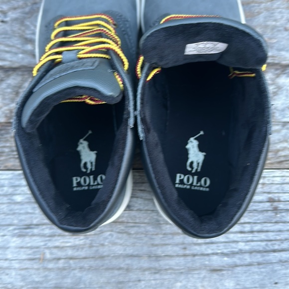 🆕Polo Ralph Lauren leather & synthetic ankle SNEAKER BOOT-BO-LCB gray/wht/blk 8 - Picture 8 of 13